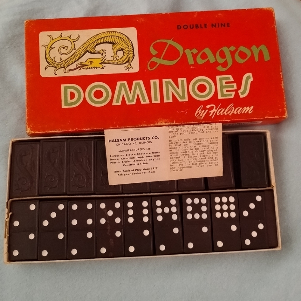 Double Nine Dragon Dominoes by Halsam 55 pieces set no. 920